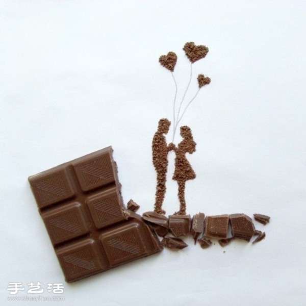 Use chocolate creative DIY to draw love-themed patterns