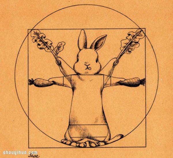 When a Rabbit Meets a Healing Hand Drawing by the Famous Painting and Illustrator Shae