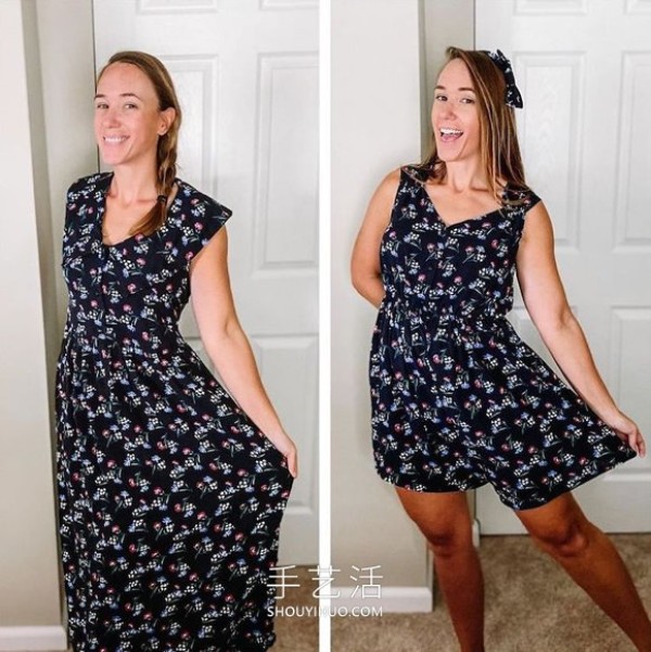 She transforms outdated thrift store dresses into trendy dresses