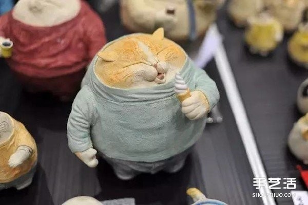 Clay Fat Cats handmade works, appreciate the exquisite cat clay works pictures