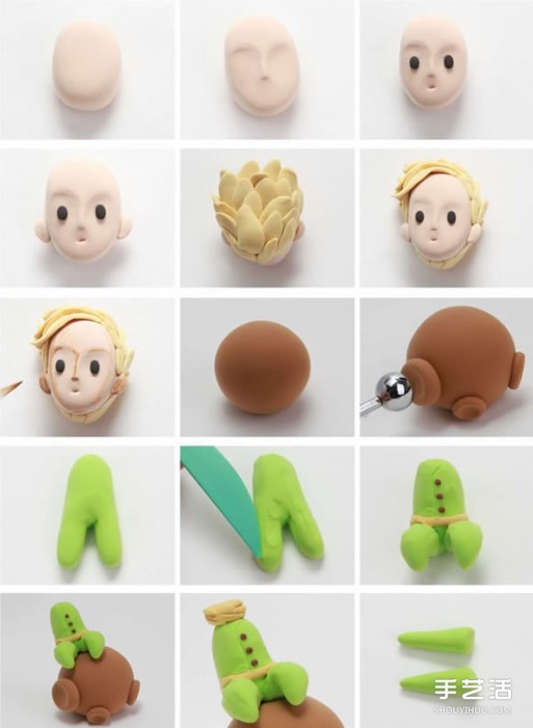 Illustrated tutorial for making the little prince, fox and rose from ultra-light clay