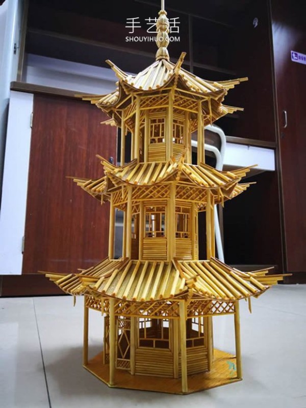 Tutorial on how to make ancient pagodas with disposable chopsticks