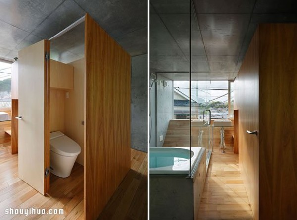 Japanese folding screen Ura House: wonderful floor recessed overlapping design