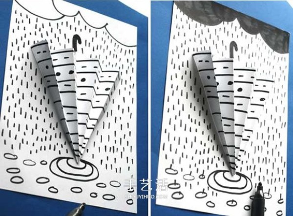 How to make a simple three-dimensional rainy day card by hand making a small umbrella card