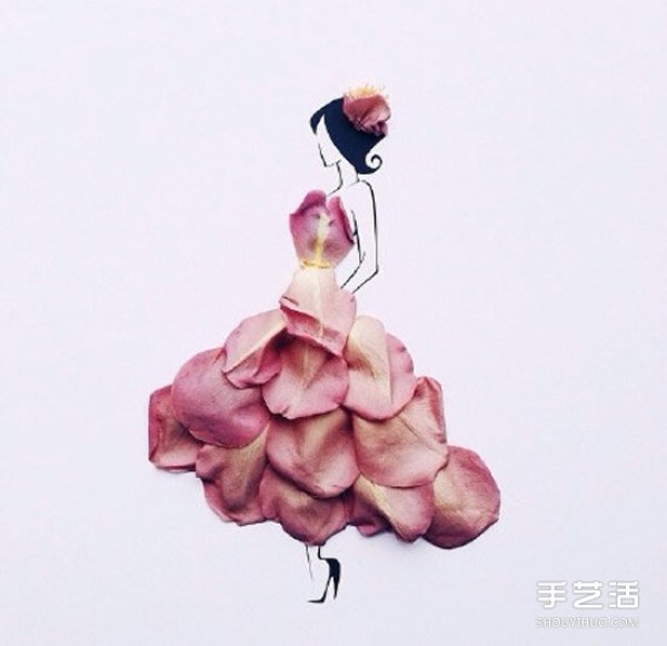 Creative petal collage DIY pictures to simply draw beauties with different looks