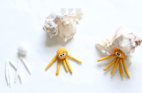 Clay and shells handmade cute sea creatures