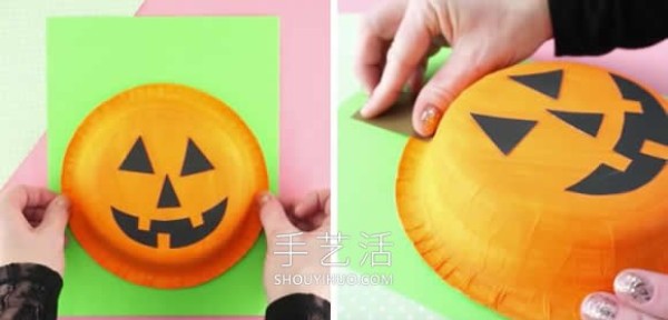 Halloween Paper Plate Pumpkin Lantern Handmade Steps