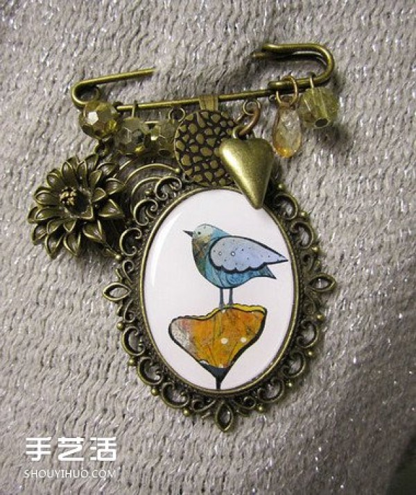 The healing collage works are also made into jewelry and decorations