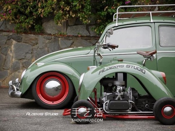 The designer used a Volkswagen Beetle to DIY a retro mini kart