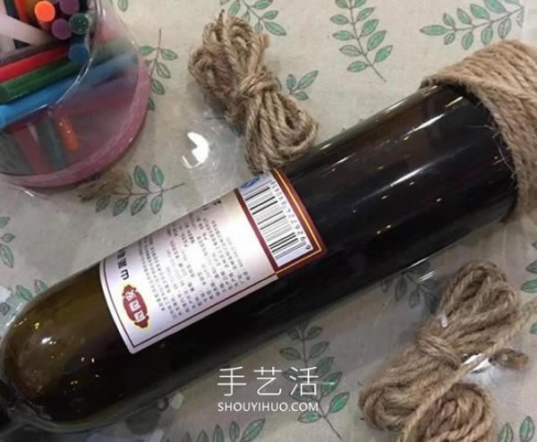 How to make your own hemp rope vase, simple reuse of red wine bottles! 