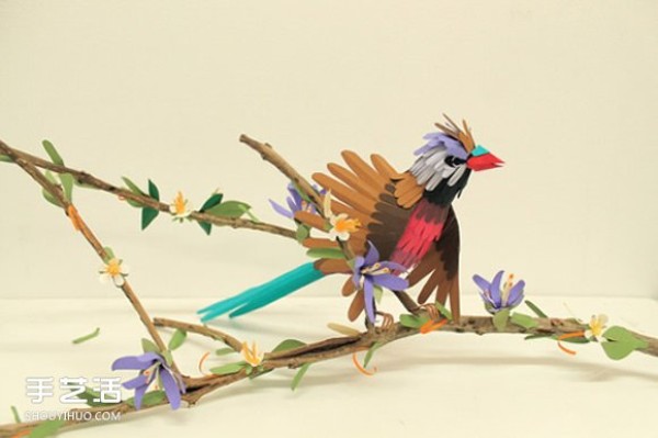 Realistic pictures of handmade paper birds put you in a world of singing birds and fragrant flowers