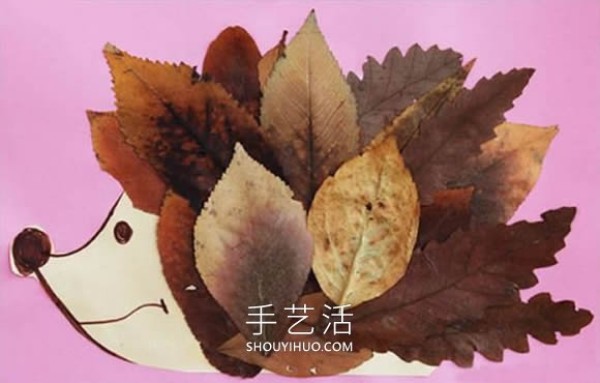 A simple tutorial on how to make a leaf sticker with an autumn hedgehog