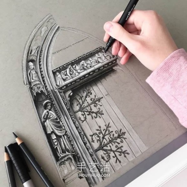 Intricate architectural drawings! Capturing the beauty of Gothic architecture