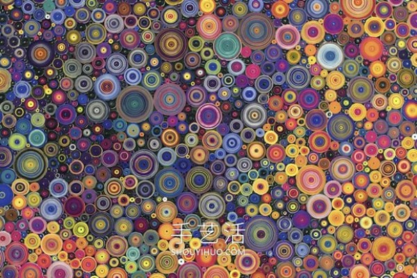 The pattern of the abstract paper painting is like a beautiful kaleidoscope