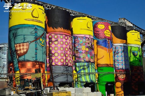 DIY giant minion graffiti makes the cement factory no longer gray