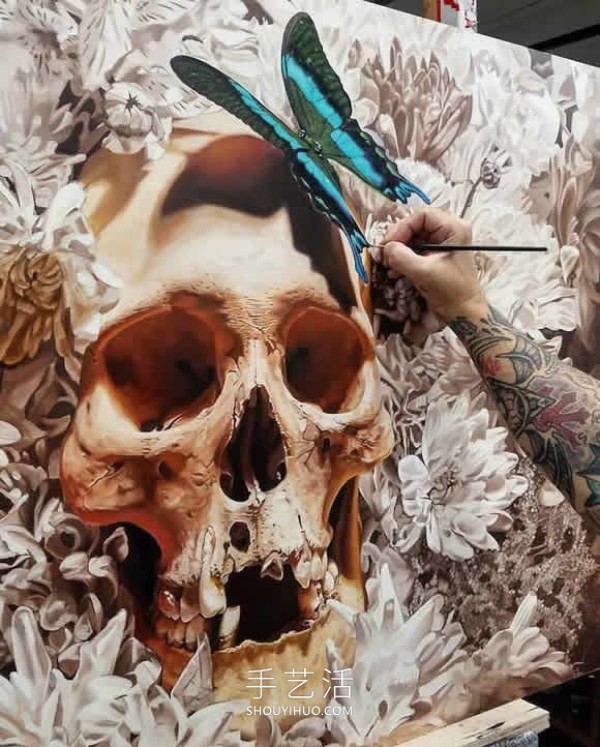 Appreciation of vibrant colorful human skeleton paintings