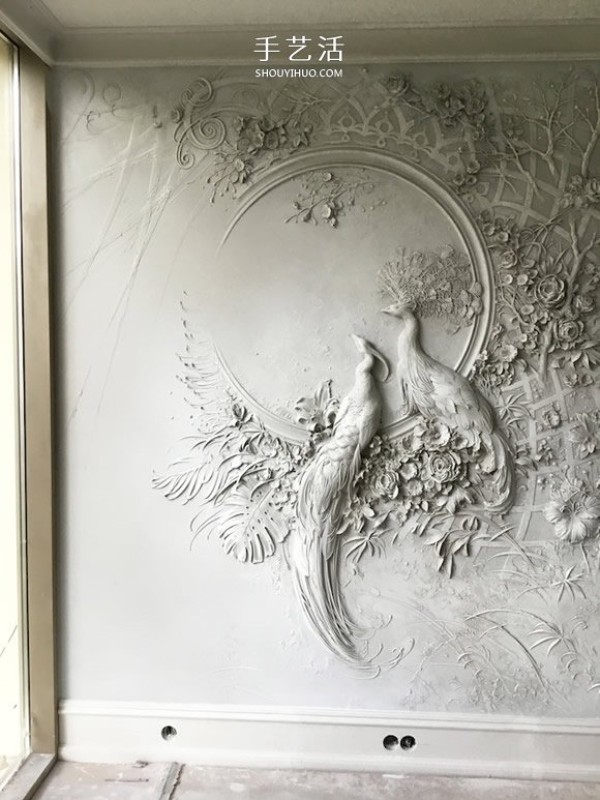 Can you take this wall home? Exquisite and gorgeous peacock relief work