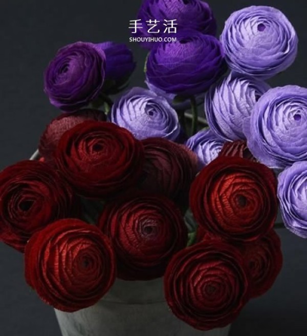 Illustration of hand-made super beautiful roses from wrinkle paper