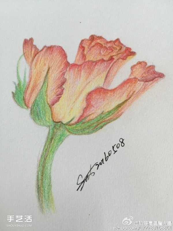 Colored lead flower painting tutorial, flower color lead painting step by step