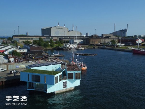 Container houses floating on the harbor are affordable dormitories for students