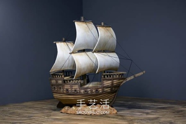 Super realistic pirate ship model making video using only cardboard! 