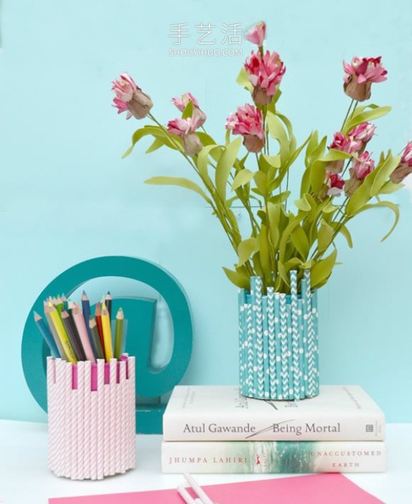 Using paper straws and tin can waste to make handmade healing vases