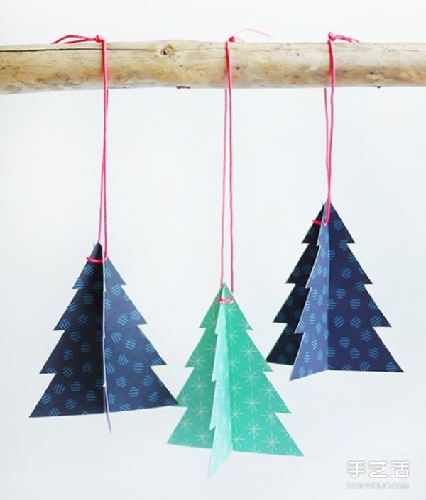 How to make homemade Christmas tree pendants, DIY small cardboard Christmas tree pendants