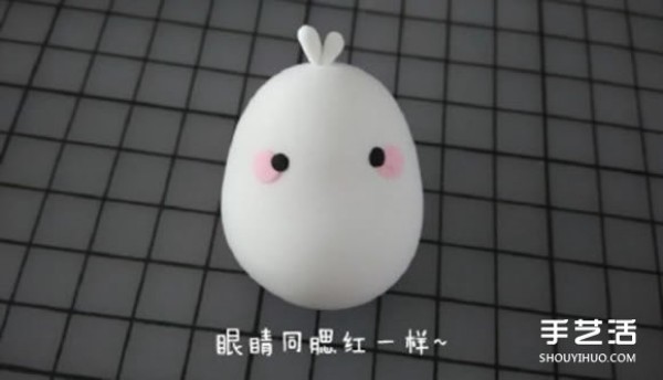 Illustration of the steps for DIY making the potato rabbit Molang with ultra-light clay