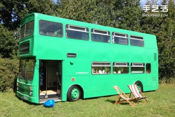 A scrapped double-decker bus was transformed into a real motel