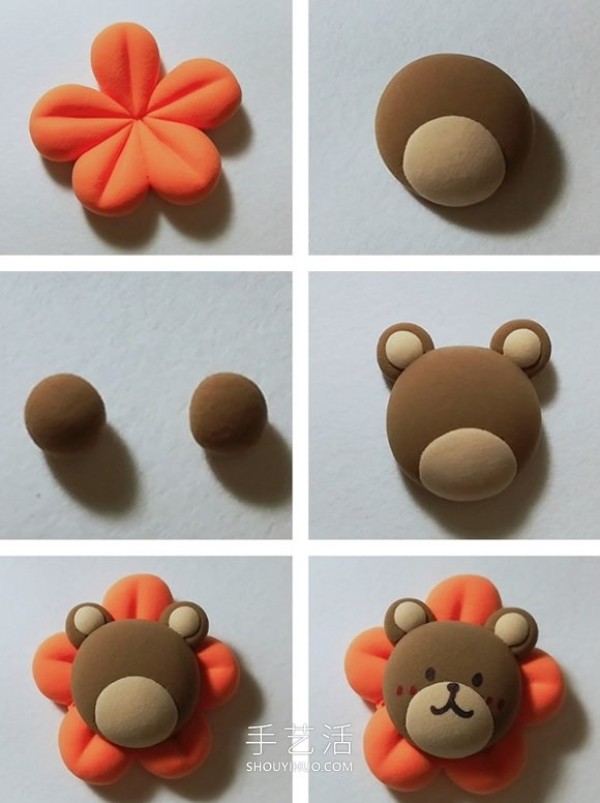 Tutorial on how to make hand-made animal flower hair clips with ultra-light clay