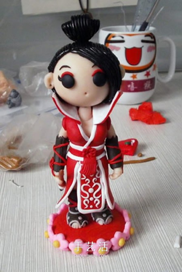 Detailed step-by-step illustration of DIY Jianwang 3 Wanxiupai doll made from polymer clay