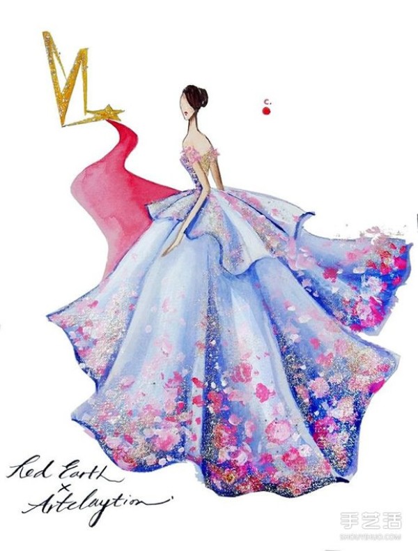 Nail polishArtistic fashion painting uses nail polish to create a gorgeous evening dress