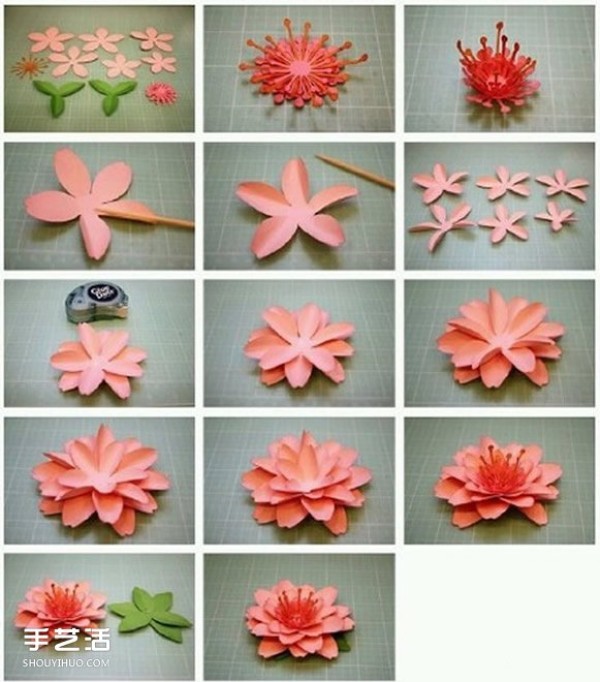 Illustrations of the making process of eight kinds of beautiful paper flowers and three-dimensional paper flowers