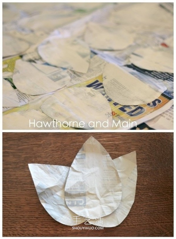 Tutorial on how to make hand-made autumn wreath decorations from waste newspapers