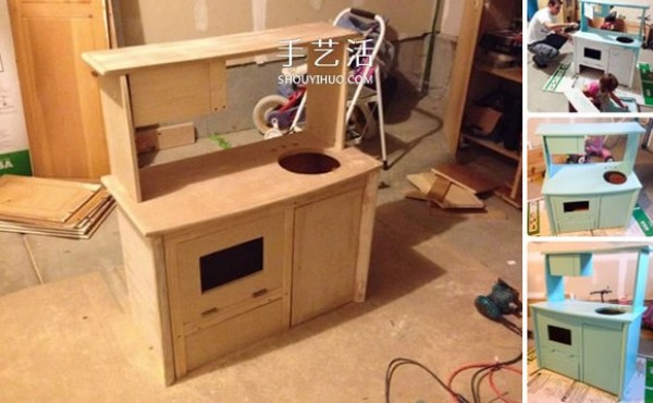 How to transform an old computer desk into a childrens toy kitchen