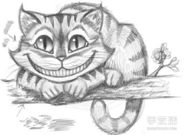 "Alice in Wonderland" Cheshire Cat pencil sketch tutorial picture