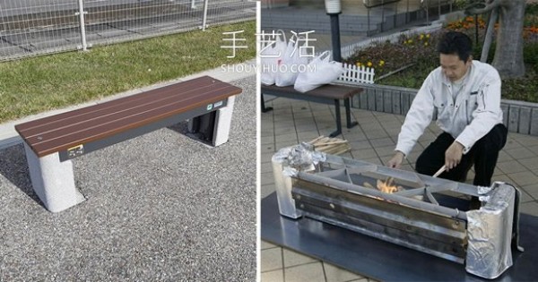 Japanese stove bench! A disaster prevention design that turns the chair surface into a stove