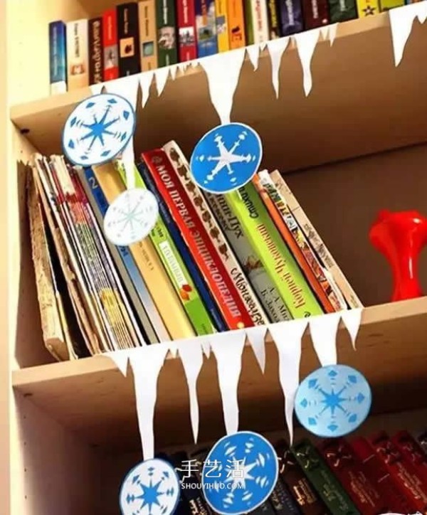 Winter festival handmade cardboard paper-cut icicle snowflake decoration