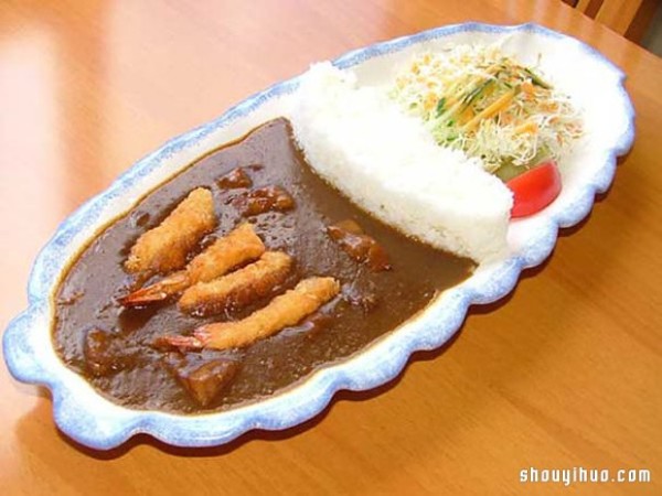 Creative "Dam Curry Rice" If you want to eat it, release the flood first! 