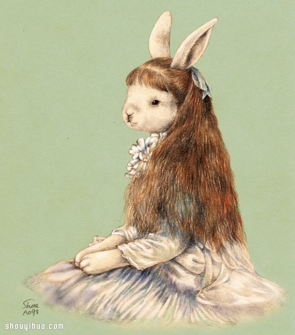 When a Rabbit Meets a Healing Hand Drawing by the Famous Painting and Illustrator Shae