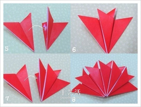 Very simple carnation origami steps for children to fold carnations by hand