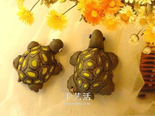 Ultra-light clay to make a small turtle and realistic clay turtle DIY diagram