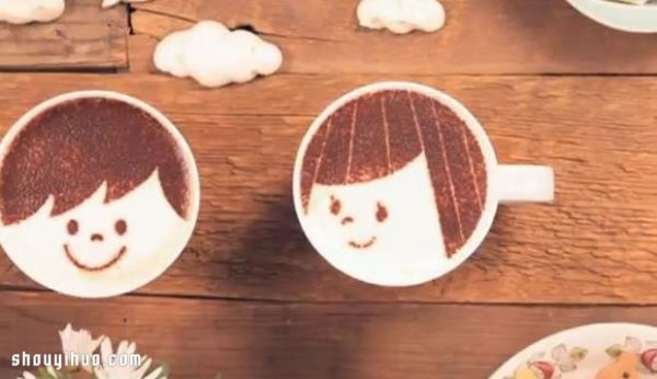 Creative latte animation confesses to her with a thousand cups of latte