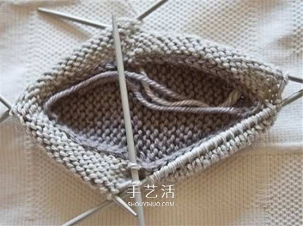 Elegant knitting illustrations of baby shoes warmly protect the babys feet