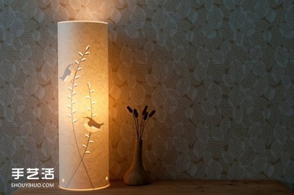 Beautiful handmade paper lamp, DIY flower and bird pattern carved paper lamp