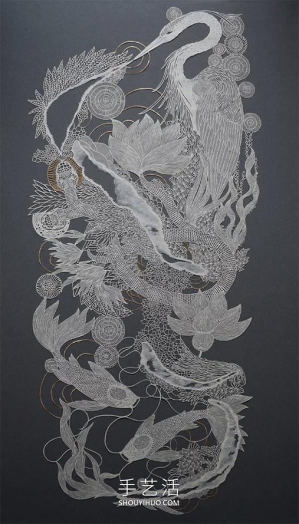 Exquisite rice paper sculptures as thin as cicadas wings! Handmade creations on paper