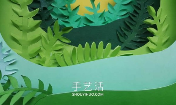 Super detailed 3D paper sculpture tutorial illustration: Faceless Man in the Jungle