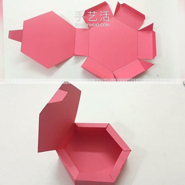 Illustrated tutorial on how to make a hexagonal gift box