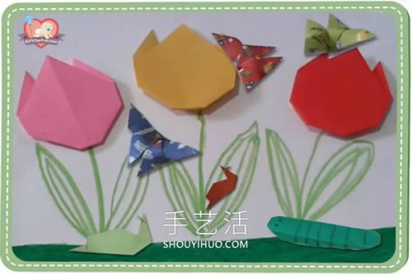 Easy to learn! Video tutorial for childrens handmade origami tulips