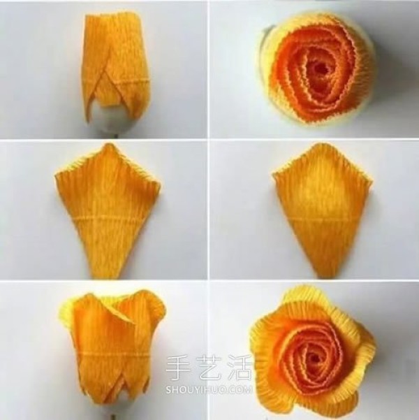 Illustrated tutorial on how to make your own realistic crepe paper flowers